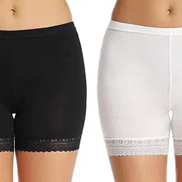 harshraj Pack of 2 Solid Women White, Black Cycling Shorts-picture-19