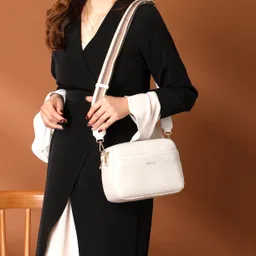 diva dale White Women Sling Bag Stylish Trendy Premium Party-Wear Casual Broad Belt image 5