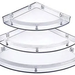 3 Tiers Unbreakable Plastic Bathroom/Multipurpose White Corner Shelf Set Shower Plastic Wall Shelf-image-38