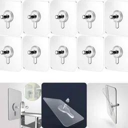 wait2shop Self Adhesive Nail Hook Pack of 10 For Wall Without Drilling ,Waterproof 10Kg Load Capacity Self Adhesive Nail Hook Heavy Duty For Wall,Bathroom,Hanging Photo Frames,Hang Art,Hang Shelf,Paintings Without Drilling Hook 10-picture-22