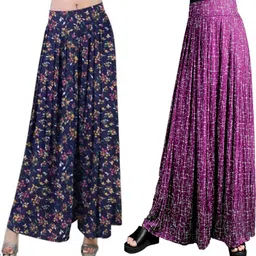 fashion bazaar Pack of 2 Women Flared Dark Blue, Purple Lycra Blend Trousers-picture-12
