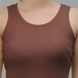 mitos Casual Sleeveless Self Design Women Brown Top image 4