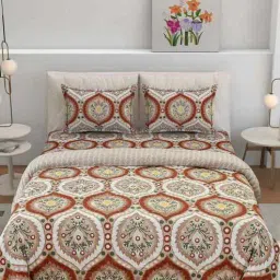 Florida Floral AC Comforter with King Bedsheet & 2 Pillow Covers | All Season | Reversible | Soft & Fluffy (Orange, 220x240 CM)-image-83