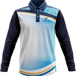 lookswala Men Printed Polo Neck Polyester Blue T-Shirt-picture-12