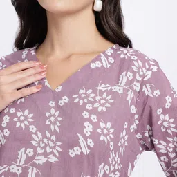 anouk rustic Women Floral Print Pure Cotton Straight Kurta image 3