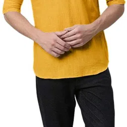 trendivastra Men Solid Cotton Blend Straight Kurta image 5