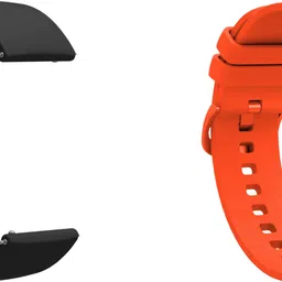 ACM WSM24L22BKOR4066 Pack of 2 Watch Strap Silicone Color Hook Belt 22mm for Titan Octane Nm90086km02 (Black/Orange) Smart Band Strap image 4