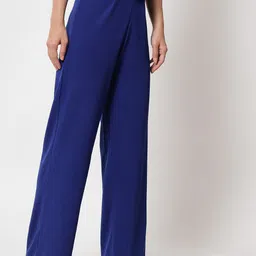 kotty Pack of 2 Women Regular Fit Blue, Brown Viscose Rayon Trousers image 2