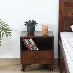 woodsworth from pepperfry Princeton Sheesham Wood Bedside Table In Provincial Teak Finish With Drawer-picture-25