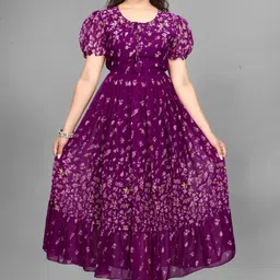 krince fashion Women Fit and Flare Purple Maxi/Full Length Dress-picture-28