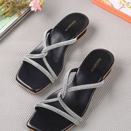 CLOG LONDON Embellished Open Toe Flats-picture-43
