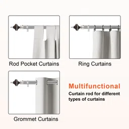 gloxy White, Brown Curtain Knobs, Curtain Rods, Rod Rail Bracket Metal image 5