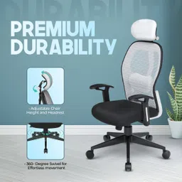da urban Prisma Grey HB Revolving | Adjustable Headrest| Home & Office | Mesh Office Executive Chair image 4