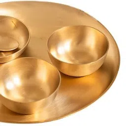rammetals Bronze Kansa Traditional Thali Set | 6-Piece Dinner Set with Bowls, Spoon & Tumbler Dinner Set image 3