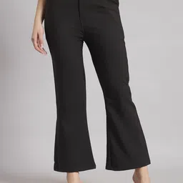 dna crafted with love Women Comfort Fit Black Lycra Blend Trousers image 5