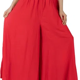 aarmad Women Flared Red Viscose Rayon Trousers-picture-21