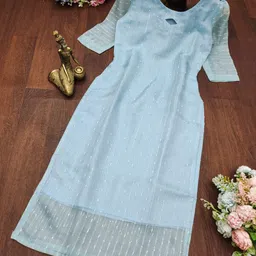 shree textiles Women Solid Organza A-line Kurta image 2