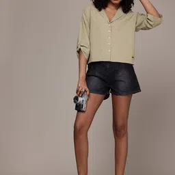 roadster Women Regular Fit Solid Casual Shirt image 4