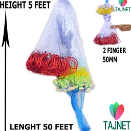 tajnet 2 FINGER 50mm GILLNET LEAD SINKER, HEIGHT 5F, UP LENGHT 50FT, DOWN LENGHT 100FT Aquarium Fish Net-picture-13