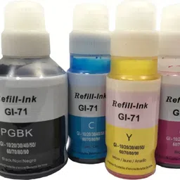 tequo GI-71 Ink For Canon Pixma G1020, G2020,G2021, G2060, G3020, G3060 Black + Tri Color Combo Pack Ink Bottle-image-0