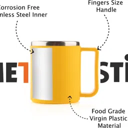 metstik Pack of 6 Stainless Steel, Plastic Tea Cups Set, Tea Cup, Tea Cups, Coffee Cup, Cup Set (200 ml) image 4