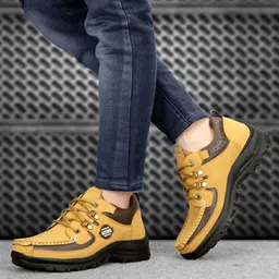 rzisbo Synthetic Leather Lightweight Comfortable Trendy Walking Hiking Trekking Lace Up Boots For Men image 4