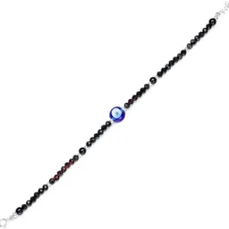 Dhruvs Collection 925 Silver Evil Eye Nazariya Anklet | Adjustable | Kids 6–15 Yrs | 5.5 in+ White Gold Anklet image 2