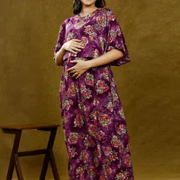 DUMMY SHAPE Printed Maternity Dresses With Concealed Feeding Zippers image 3