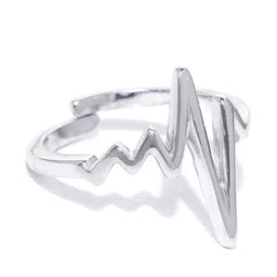 Carlton London Women Silver-Toned Rhodium-Plated Adjustable Finger Ring image 2