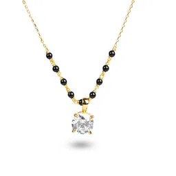 PALMONAS Gold-Plated White Artificial Stone Studded Sterling Silver Mangalsutra image 4