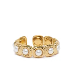 Avyana 18K Gold Plated Pearl Studded Stainless Steel Ring image 2