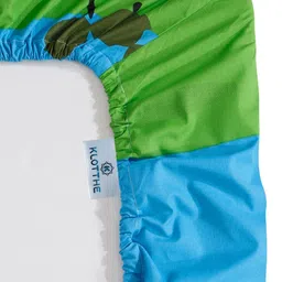 KLOTTHE Green & Blue Printed Pure Cotton Fitted 400 TC King Bedsheet With 2 Pillow Covers image 3