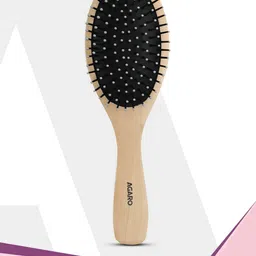 Agaro Wooden Broad Oval Hair Brush for Detangling & Straightening - Beige & Black-image-66