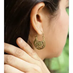 SOUL WORKS Mandala Gold Hoop Earrings-image-51