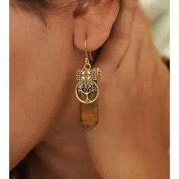 SOUL WORKS Brown Tiger Eye Drop Earrings-image-86