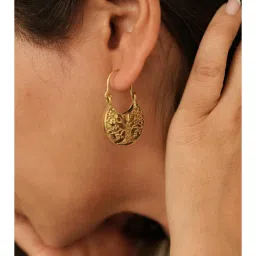 SOUL WORKS Gold Tree Life Hoop Earrings-image-81