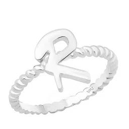 Vighnaharta Women Rhodium-Plated R Letter Finger Ring image 1