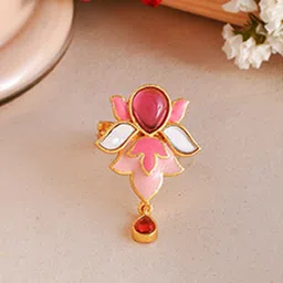 Voylla Gold-Plated & Stone-Studded Enamelled Finger Ring image 1