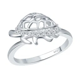 Vighnaharta Rhodium Plated Cubic Zirconia Studded Meru Tortoise Finger Ring image 1