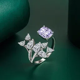 Designs & You Silver-plated CZ Studded Crushed Ice-Cut Ring image 1