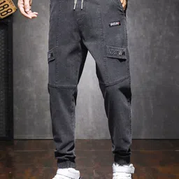 StyleCast Men High Rise Slim Fit Stretched Jogger Jeans With Drawstring image 1