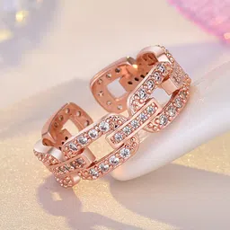 Jewels Galaxy Rose Gold-Plated American Diamond Studded Finger Ring-picture-35