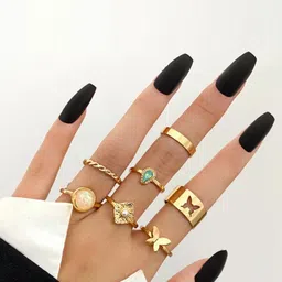 Jewels Galaxy Set Of 7 Gold-Plated Finger Rings-picture-37