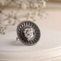 Priyaasi Silver-Plated Pearls-Beaded Adjustable Finger Ring-picture-26