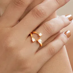 MINUTIAE Gold-Plated Crystal-Studded Adjustable Finger Ring-picture-22