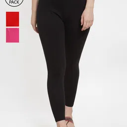 Jinfo Women Pack of 3 Solid Ankle-Length Leggings-image-55