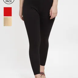 Jinfo Women Pack Of 3 Solid Ankle-Length Leggings-picture-21
