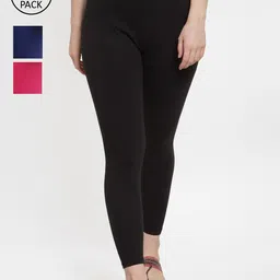 GRACIT Women Pack Of 3 Solid Ankle-Length Leggings-image-97
