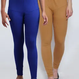 GRACIT Women Pack Of 2 Blue Solid Plus Size Churidar-Length Leggings-picture-40