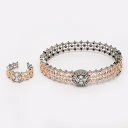 Anouk Rose Gold-Plated American Diamond Bracelet with Ring-picture-21